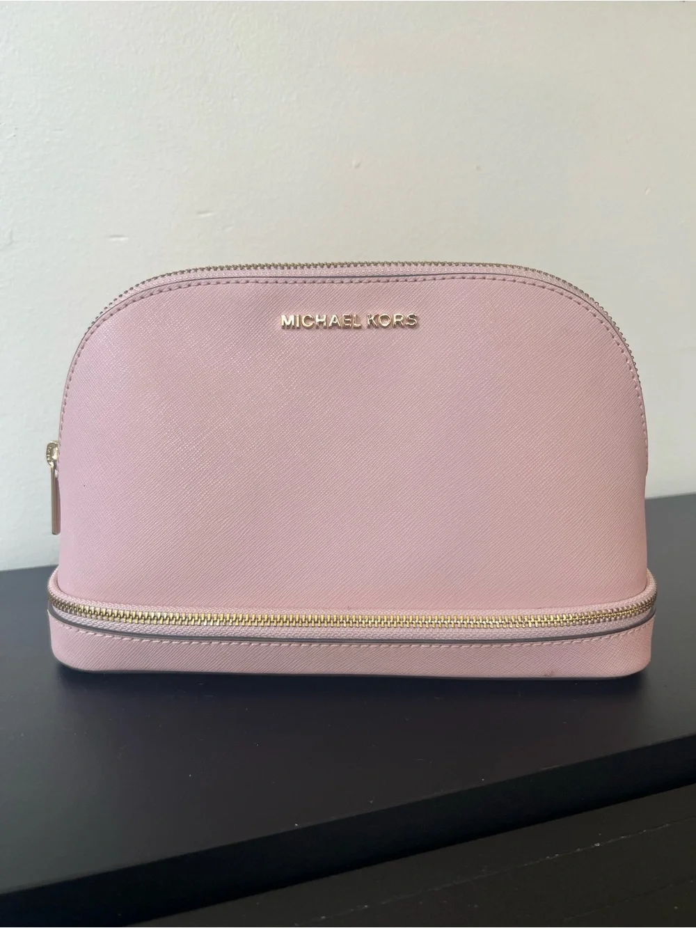 Michael Kors Saffiano Leather Travel Double-Zip Cosmetic Pouch